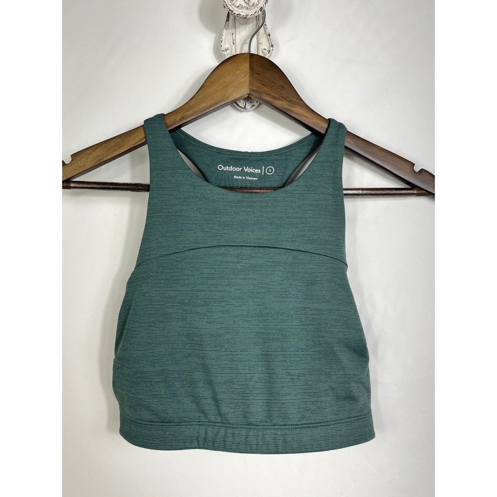 Outdoor Voices Green Space Dye High Neck Racerback Sports Bra Womens Small